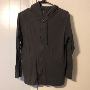 3/4 length gray lightweight zip-up